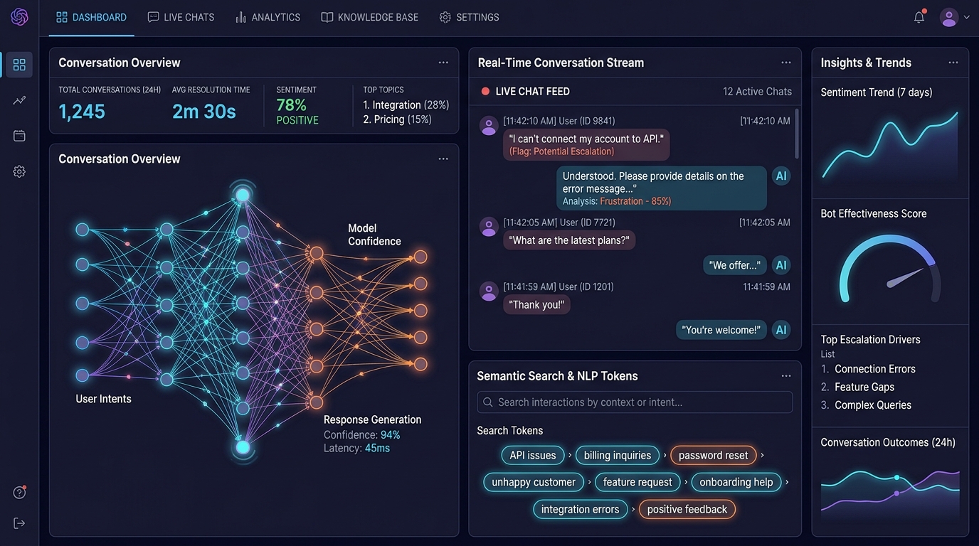 Interface de conversa do ConciergeAI com um usuário